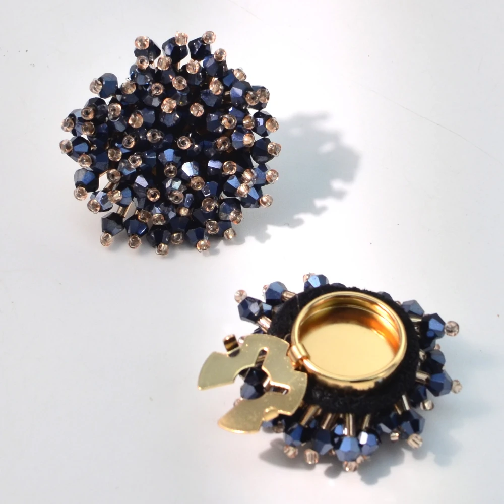 Jewelry Making Accessories - 2PCS Elegant Button Covers Handmade Beaded