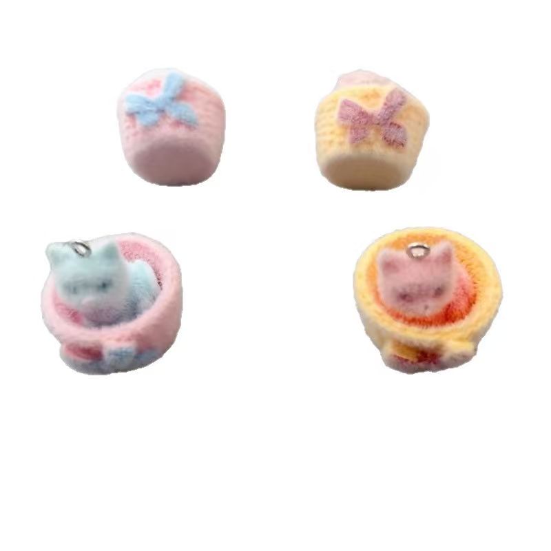4pcs 3D plush resin cat pendan - Jewelry Making Accessories ulasan dan harga