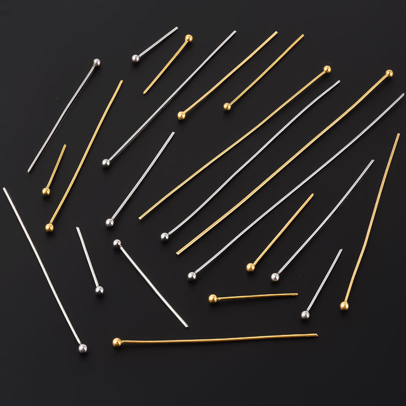 50pcs/Lot 18K Gold Plated Ball - Jewelry Making Head Pins ulasan dan harga