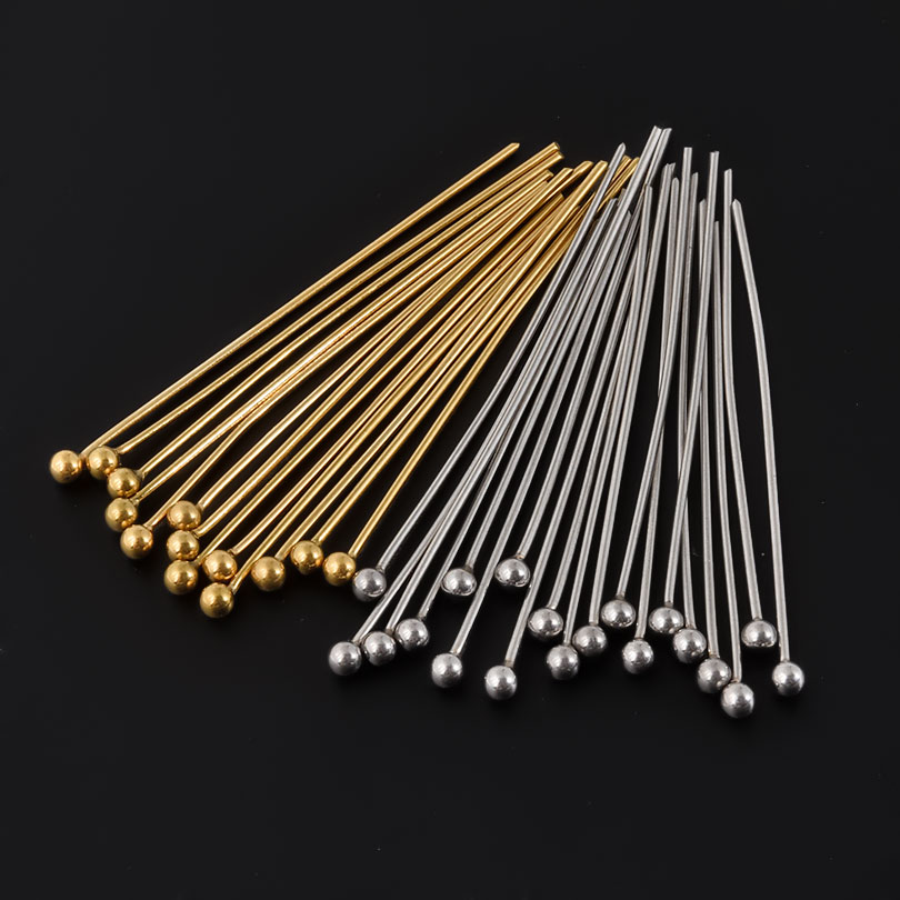 50pcs/Lot 18K Gold Plated Ball - Jewelry Making Head Pins ulasan dan harga