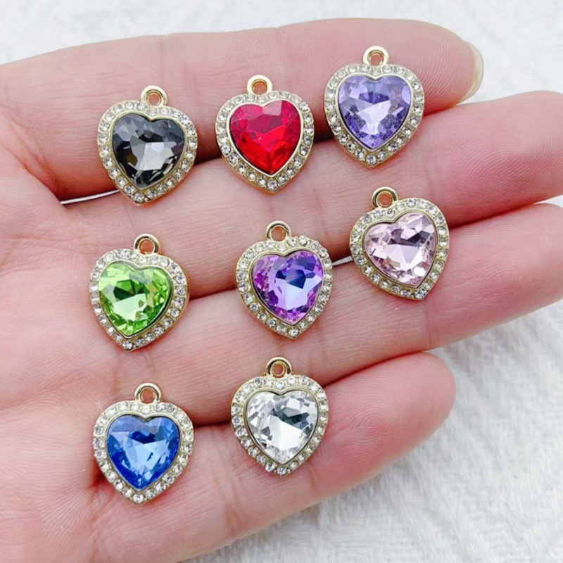 10pcs heart-shaped inlaid colo - Jewelry Making Accessories ulasan dan harga