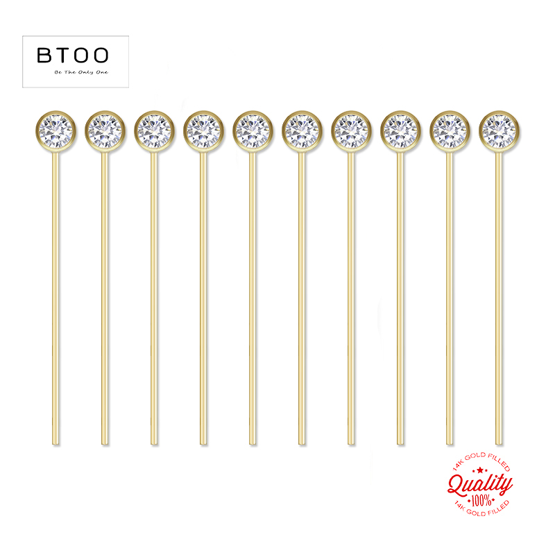 14K Gold Filled Zircon Head Pi - Jewelry Making Head Pins ulasan dan harga