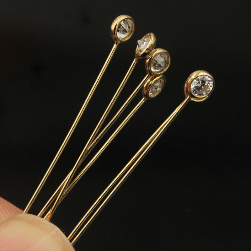 14K Gold Filled Zircon Head Pi - Jewelry Making Head Pins ulasan dan harga