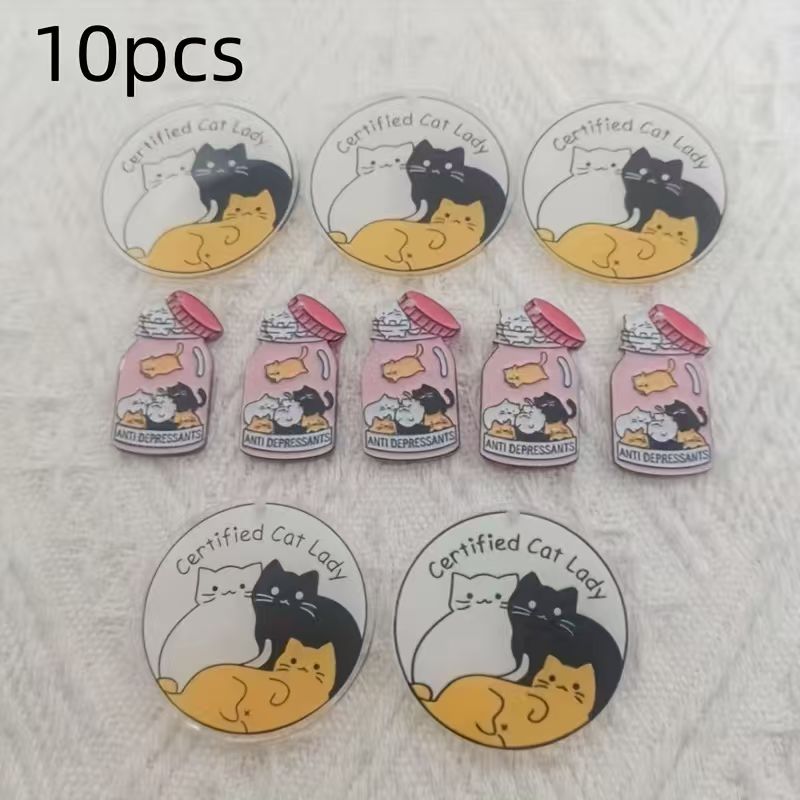 10pcs acrylic cute cat pendant - Jewelry Making Accessories ulasan dan harga