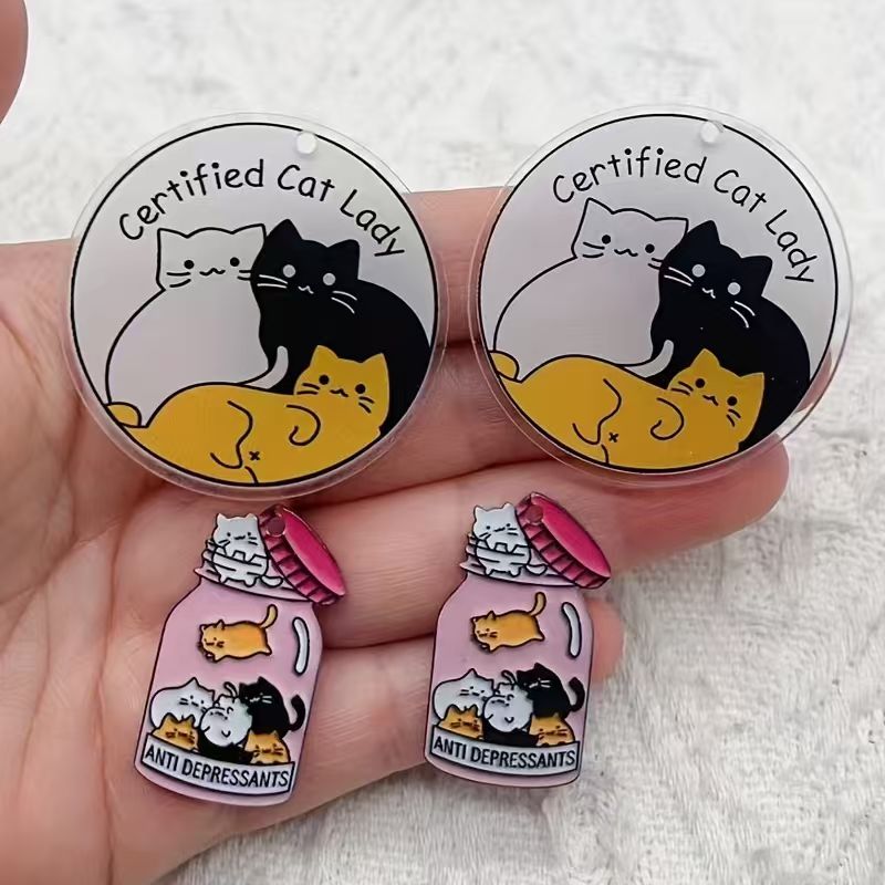 10pcs acrylic cute cat pendant - Jewelry Making Accessories ulasan dan harga