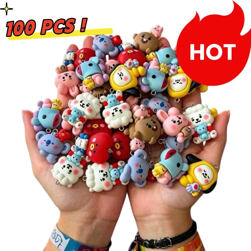 7pcs BT21 Resin Cartoon Charm  - Jewelry Making Accessories ulasan dan harga