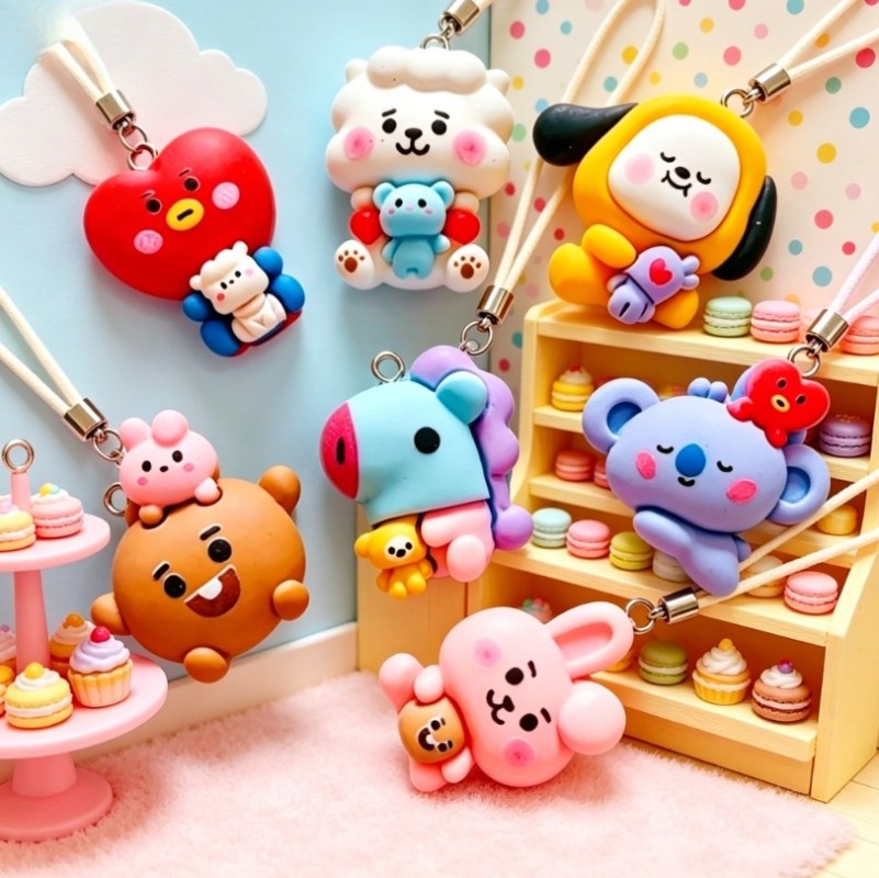 7pcs BT21 Resin Cartoon Charm  - Jewelry Making Accessories ulasan dan harga