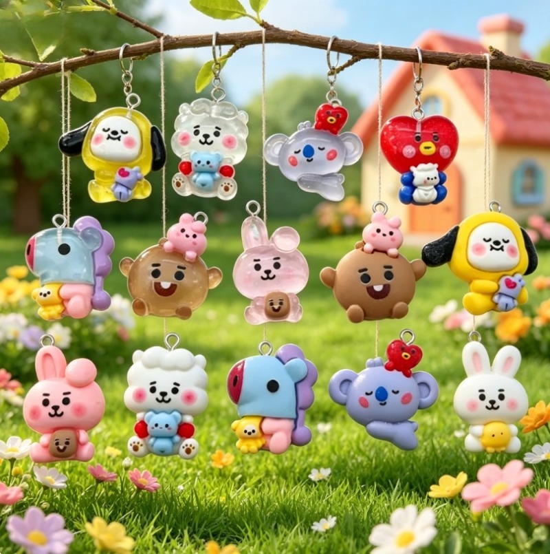 7pcs BT21 Resin Cartoon Charm  - Jewelry Making Accessories ulasan dan harga
