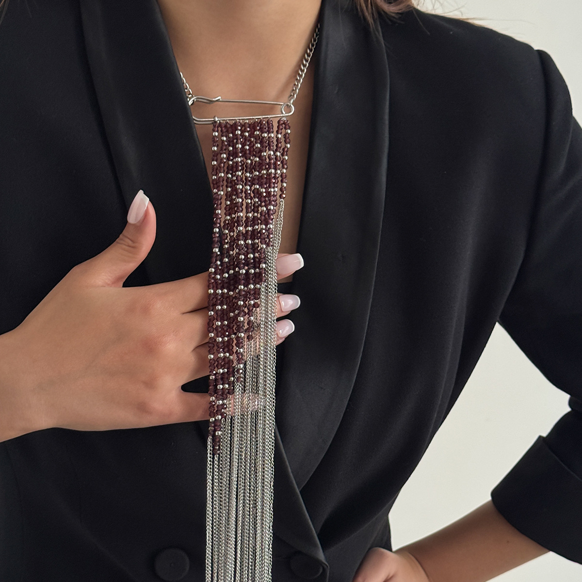 Silver Color Tassel Chain Broo - Jewelry Making Accessories ulasan dan harga