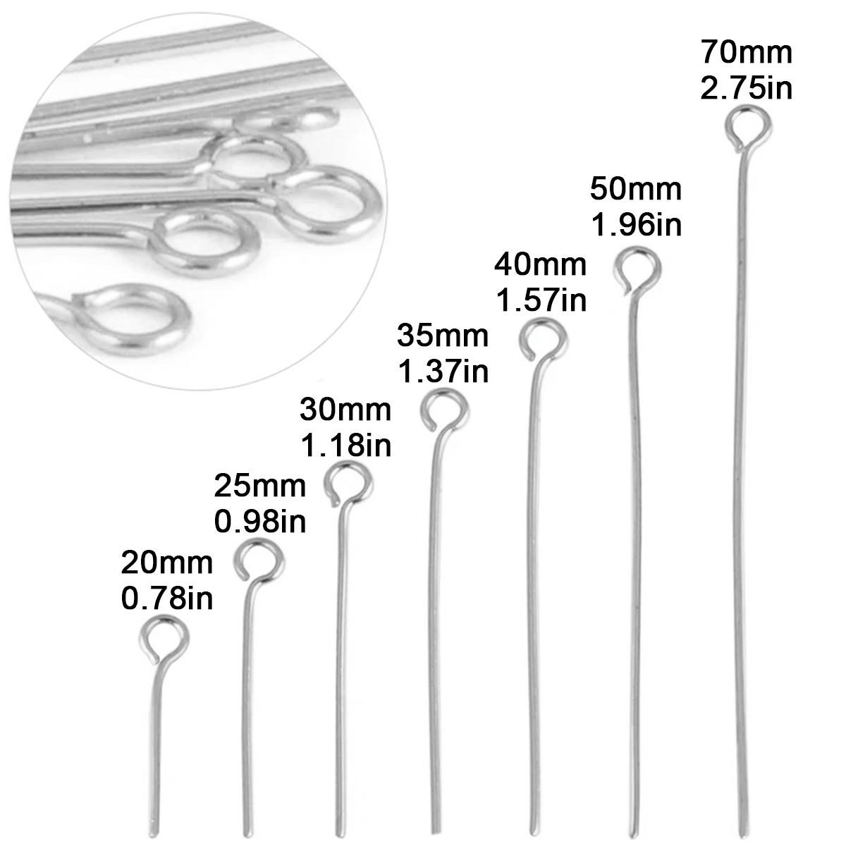 100Pcs/Lot Stainless Steel Eye - Jewelry Making Head Pins ulasan dan harga
