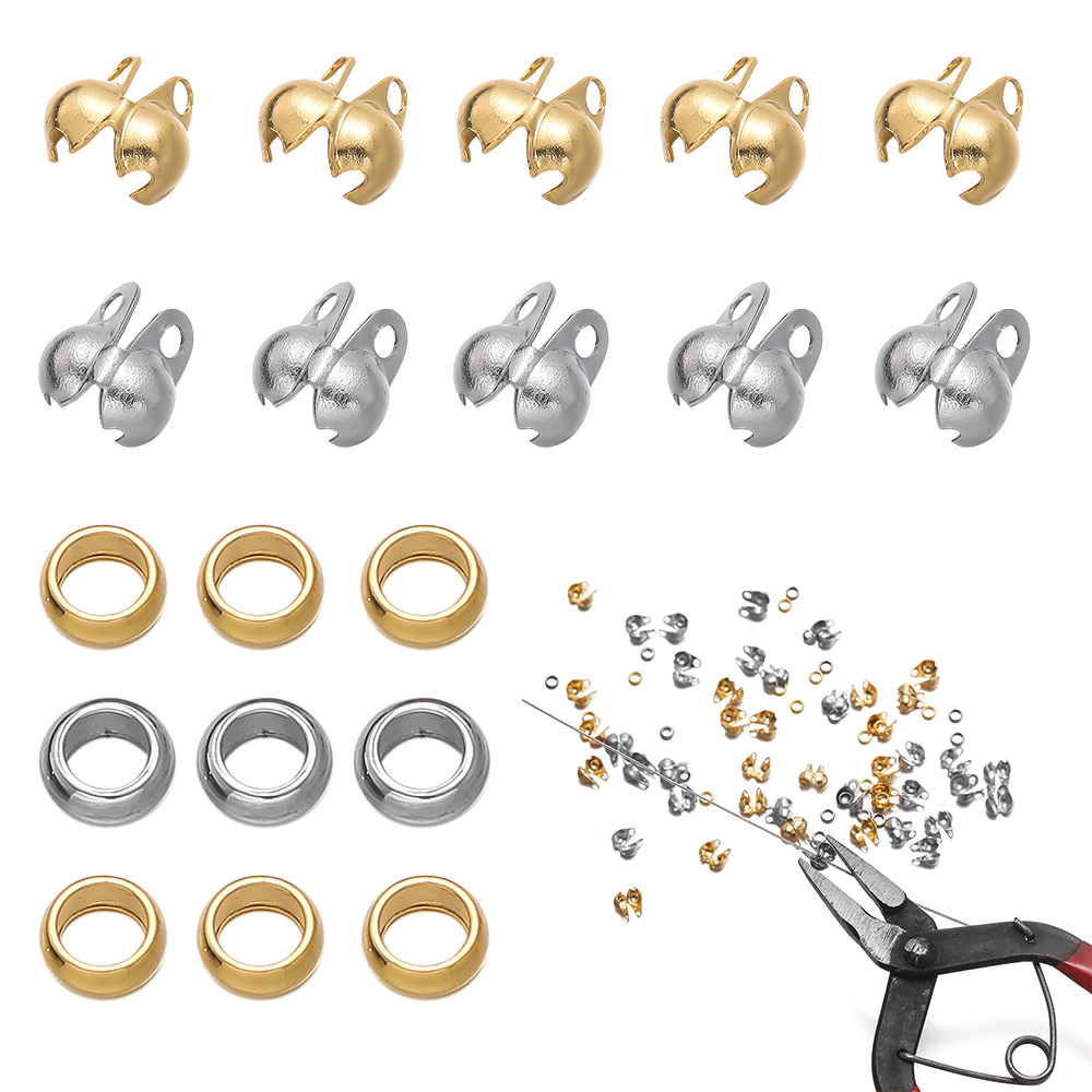 1Set Stainless Steel Crimp Bea - Jewelry Making Earring Supplies ulasan dan harga
