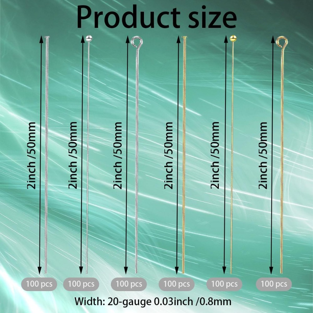 600pcs Flat Head Eye Bead Pins - Jewelry Making Head Pins ulasan dan harga