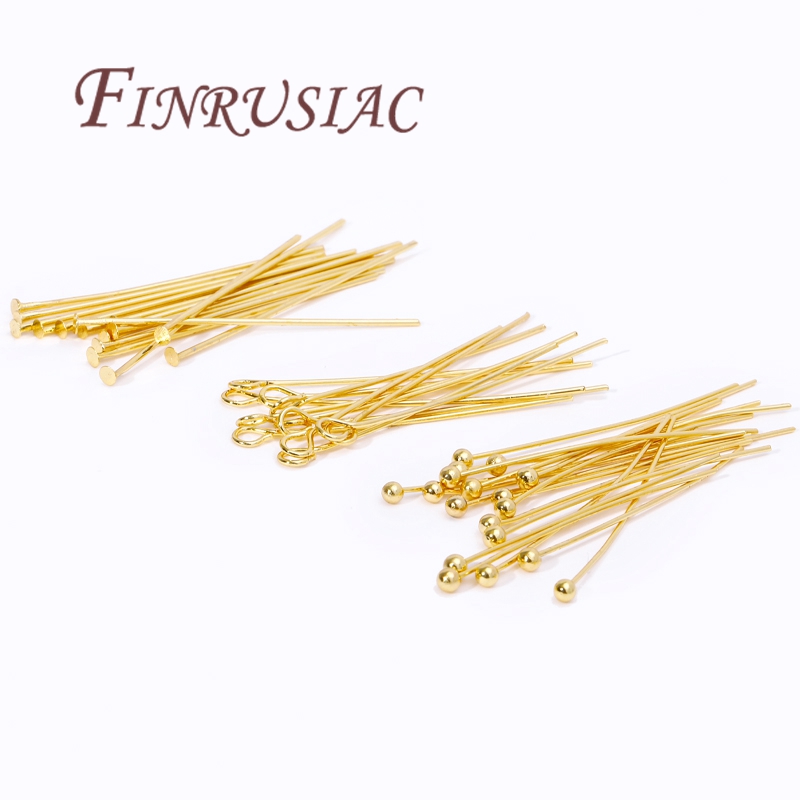 50Pcs 20-50mm Gold Plated Pins - Jewelry Making Head Pins ulasan dan harga