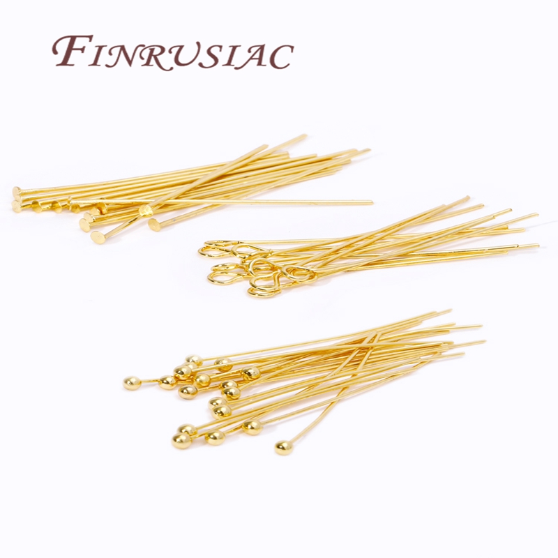 50Pcs 20-50mm Gold Plated Pins - Jewelry Making Head Pins ulasan dan harga