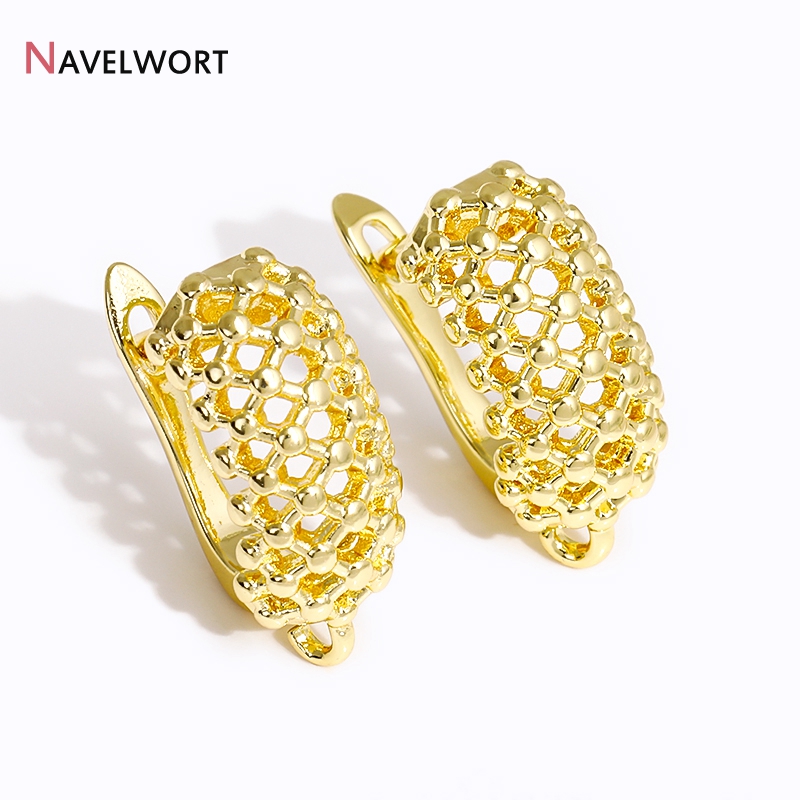 18K Gold Plated Brass  Hollow  - Jewelry Making Earring Supplies ulasan dan harga
